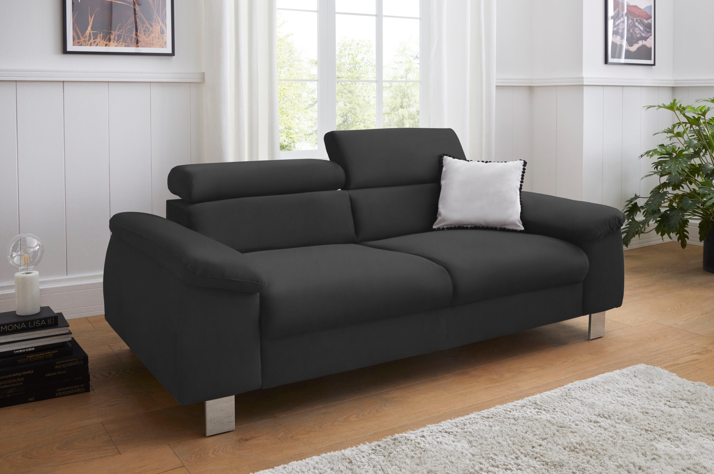 COTTA Polstergarnitur »Komaris, B: 193 bzw. 100 cm« Set,  Set: 3er-Sofa & Hocker, mit Kopfteilverstellung
