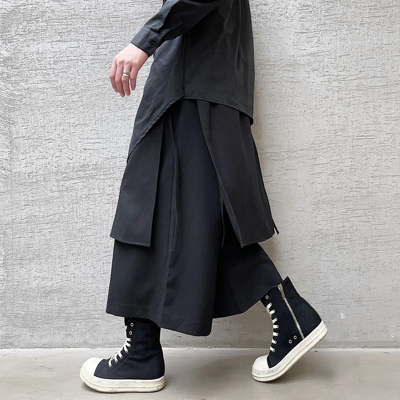 ravewider - Cropped onregelmatige wijde broek