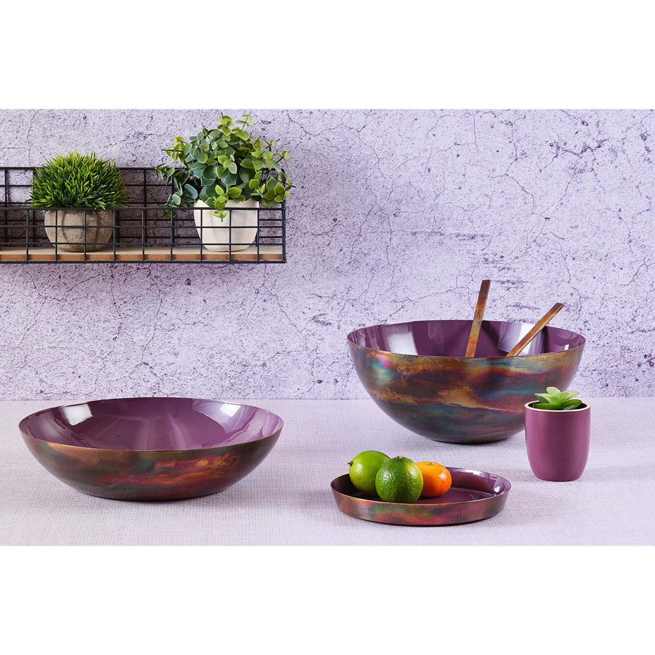 Bjorn Plateau de service en métal Prune - D.20 cm