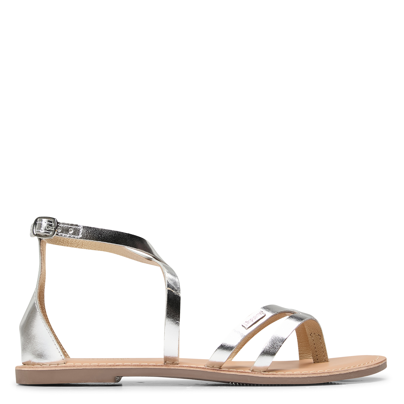 DAROZ - Sandales plates en cuir métallisé | Blanc