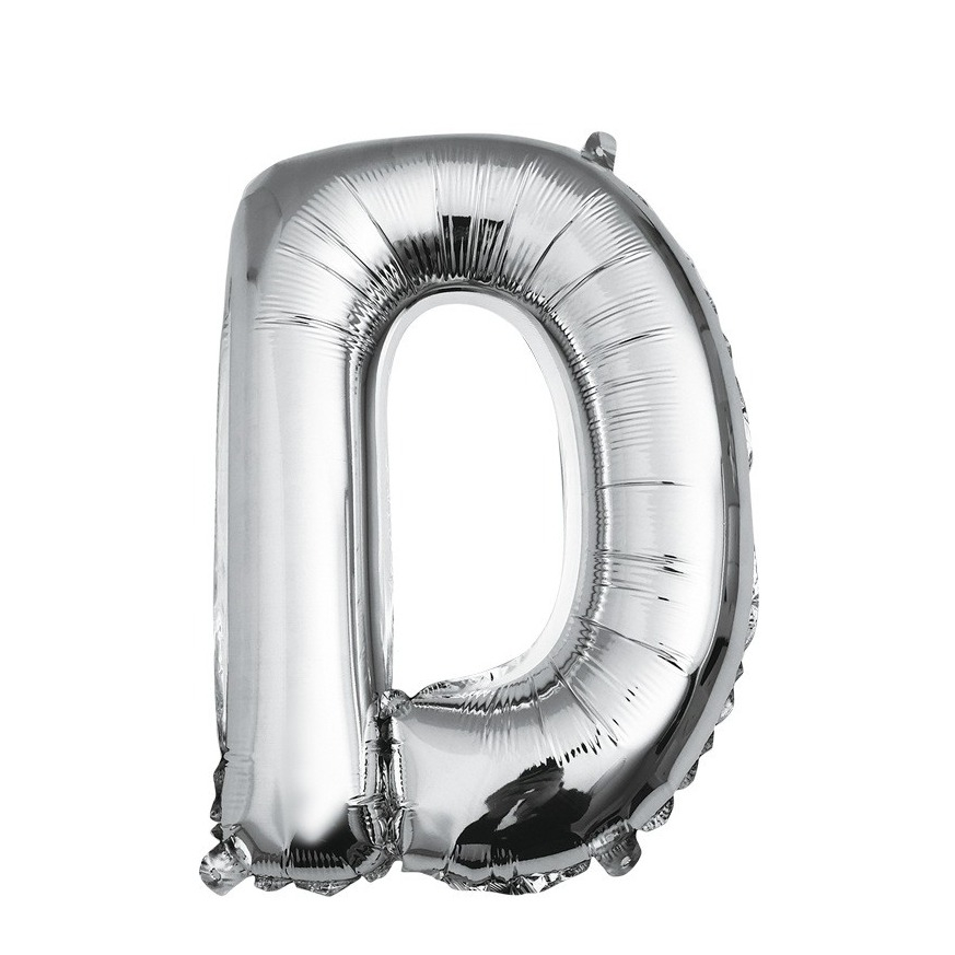 (80cm) Buchstaben Ballon Geburtstags Party Luftballon Folienballon - Buchstabe D / Silber