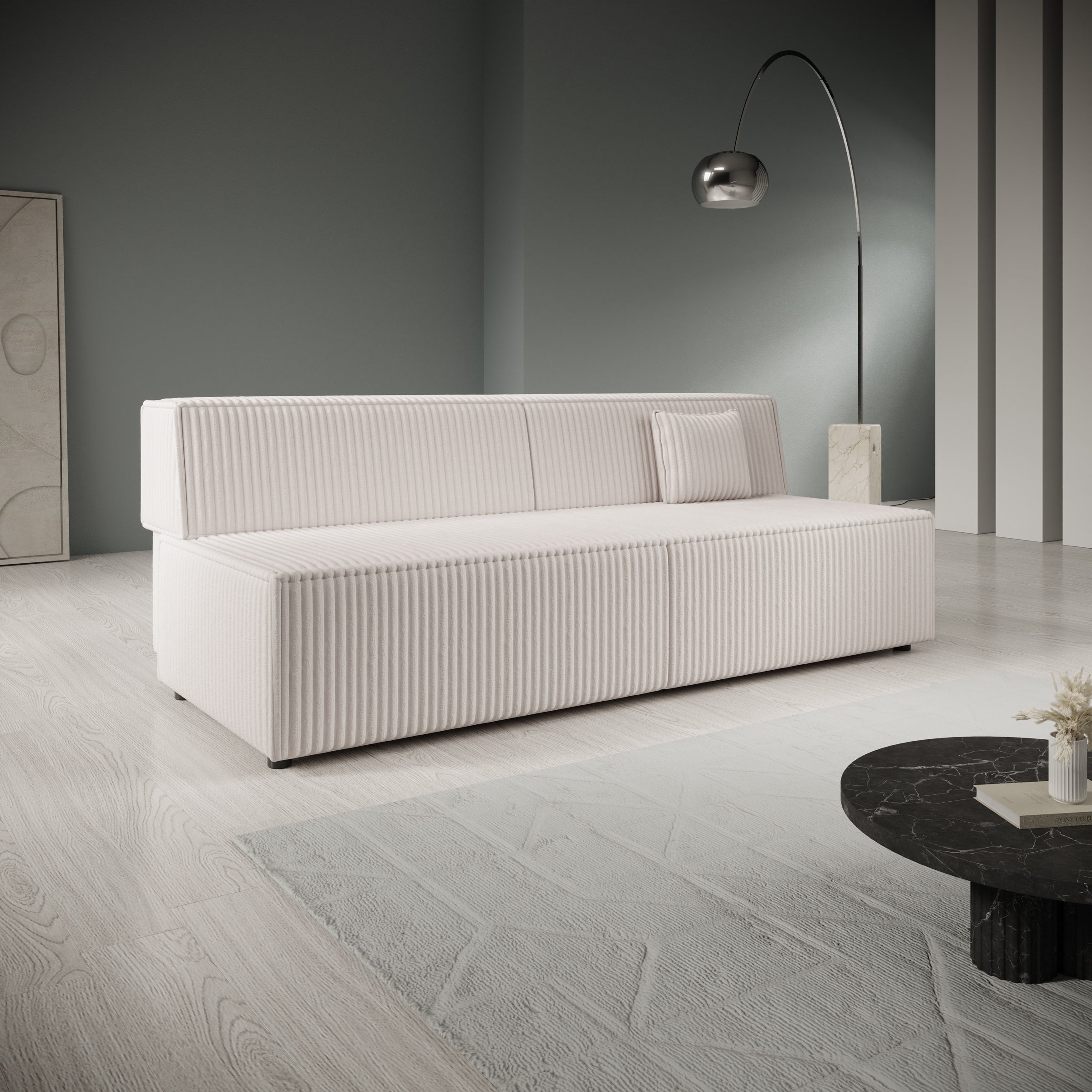 Tarella - Slaapbank - Fluffy teddystof - Beige - 202x94x74 cm