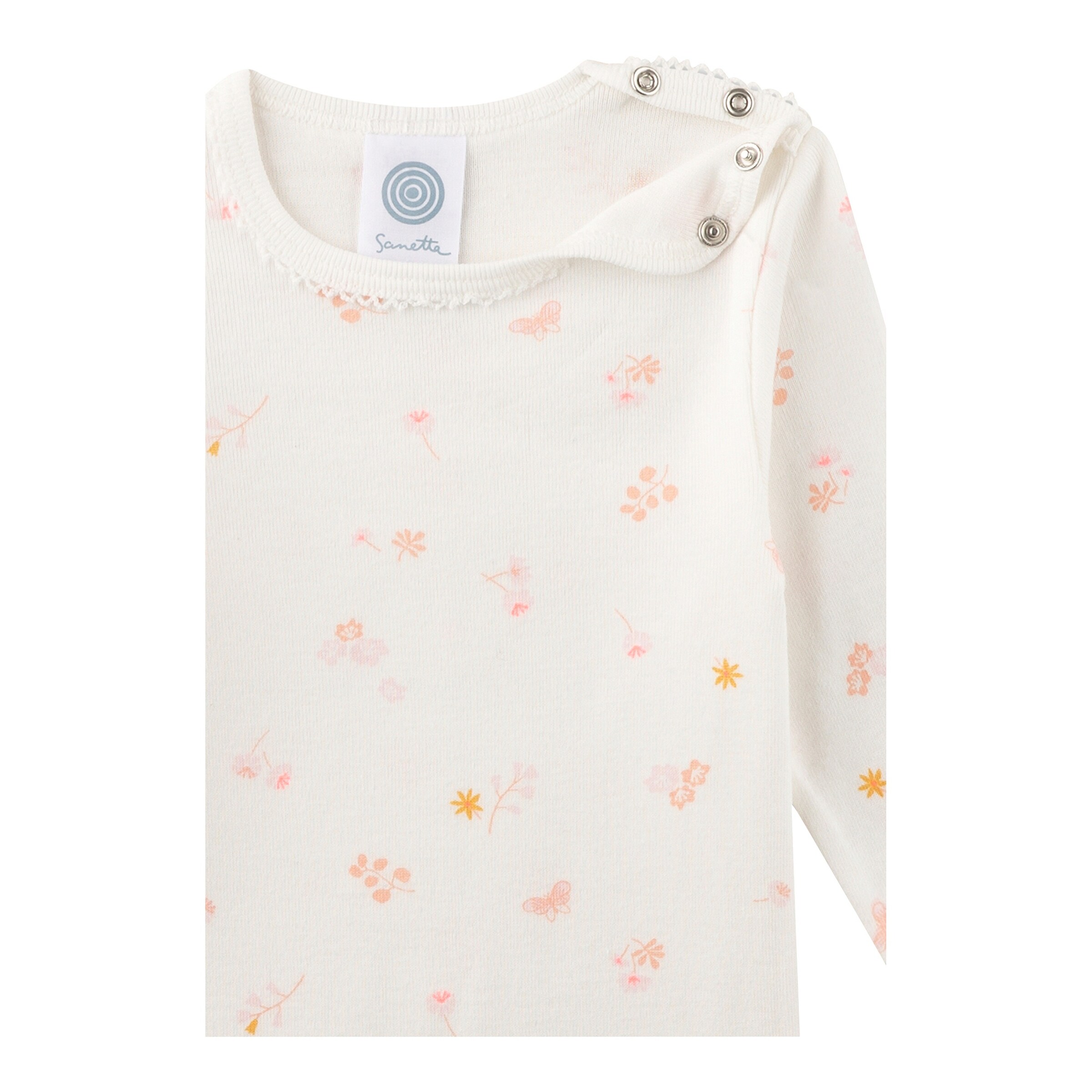 Sanetta Body langarm Blumen natur/rosa