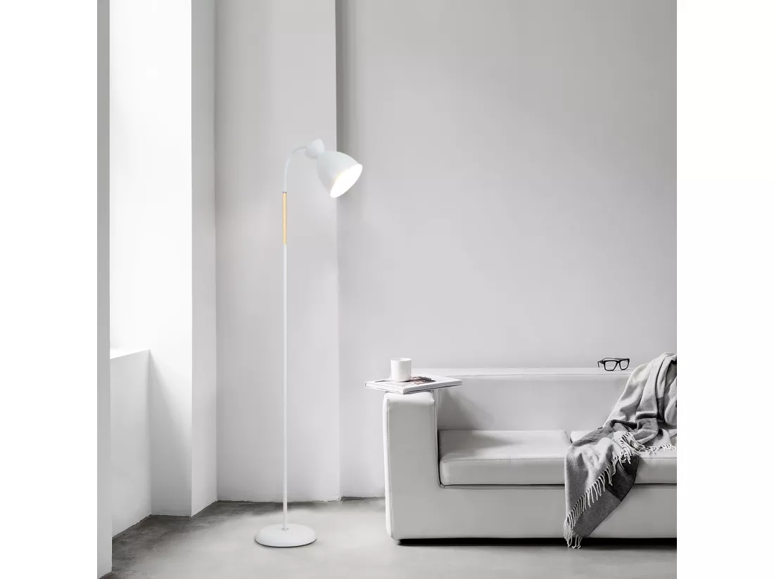 Anten Lampadaire Orientable Blanc | Culot E27 max. 60 W | 159 cm | Lampe sur Pied Rétro Métal pour Salon, Chambre, Bureau | Sans Ampoule