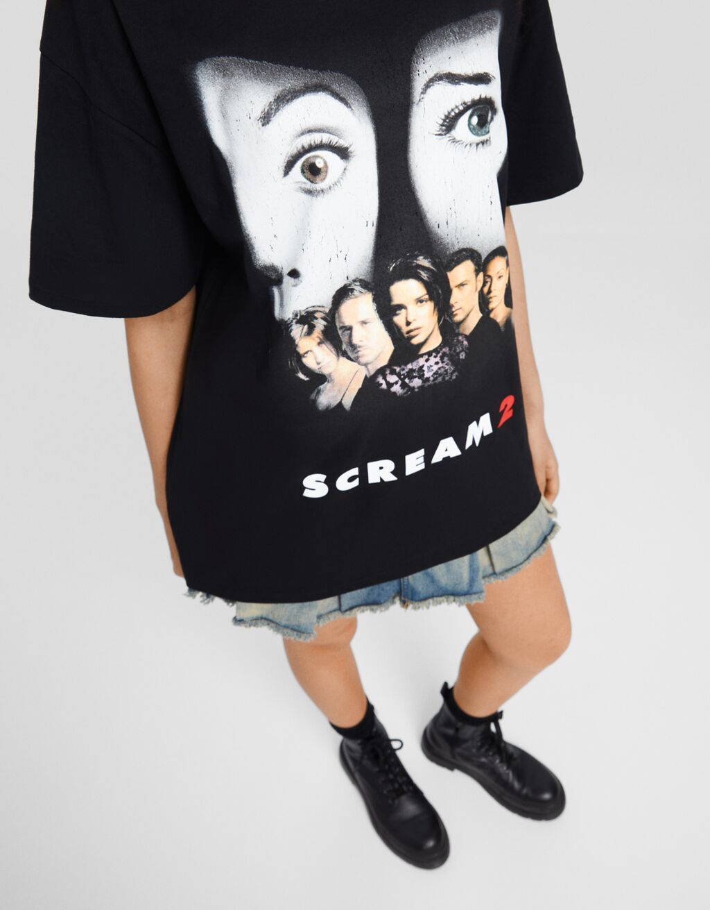 Camiseta oversized de manga curta com estampa Scream
