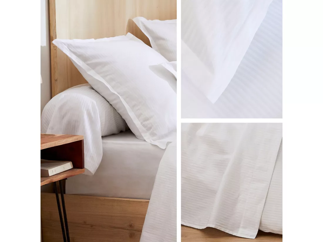 Taie de traversin 200x43 cm satin de coton GRAND HÔTEL blanc