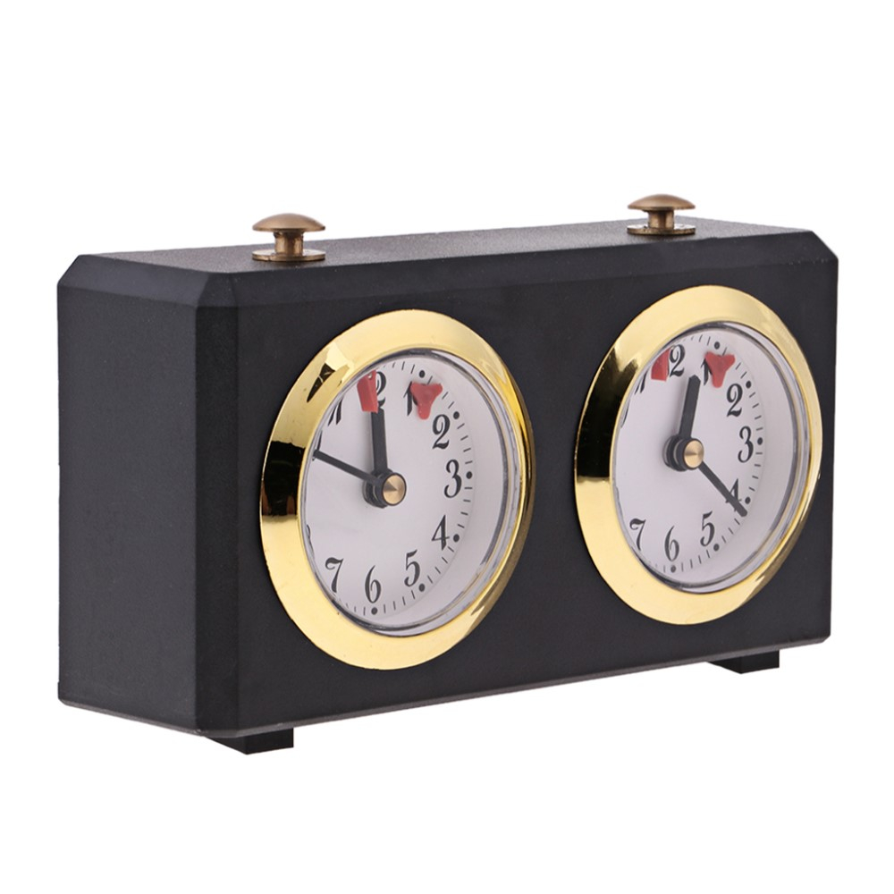 Analoge Schachuhr Wettbewerb Countdown Brettspiel Turnier Timer - Schwarz / Gold