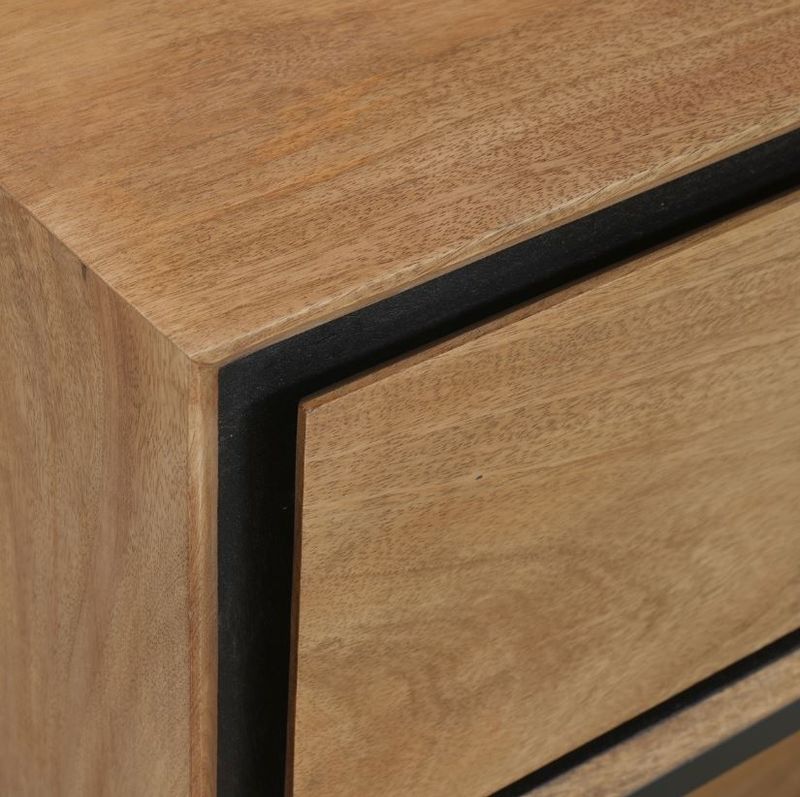 Sidetable - Bruin - Mangohout - 150 cm - Zwarte Accenten