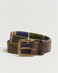 Pampeano Jugadoro Hand Stitched Classic Leather Belt 3,5cm Blue/White
