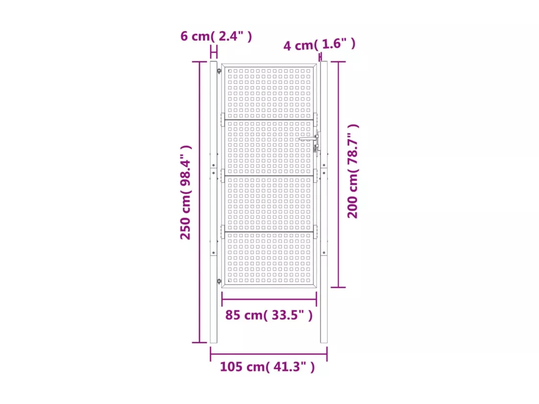 Portail de jardin anthracite 105x250 cm acier