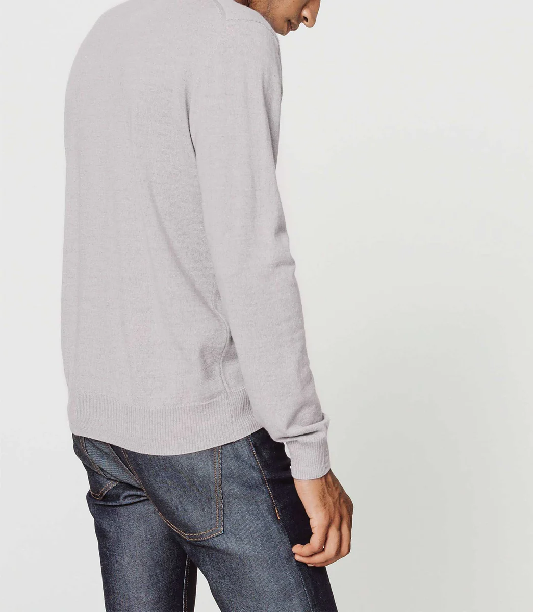 Pull col V mérinos gris clair
