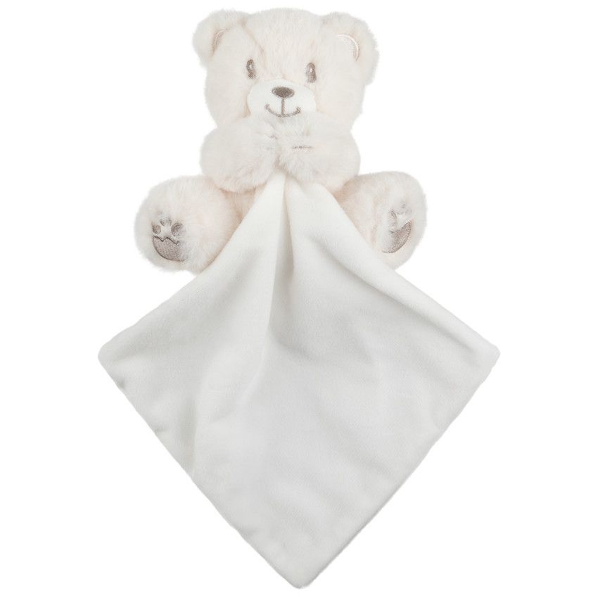 Doudou ourson à détails brodés argentés - Ecru