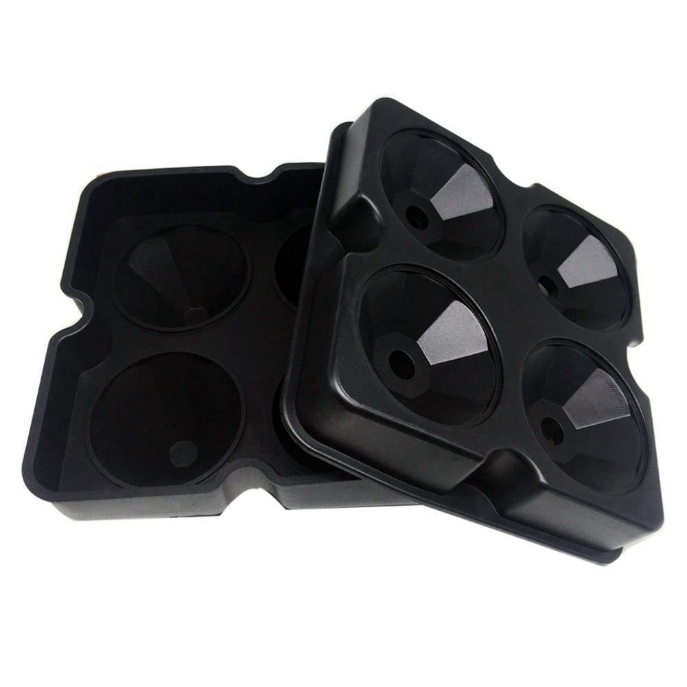 (4-fach) 3D Silikon Eiswürfel Form DIY Ice Cube Tray mit Deckel für Cocktails / Whisky / Softgetränke - Diamant