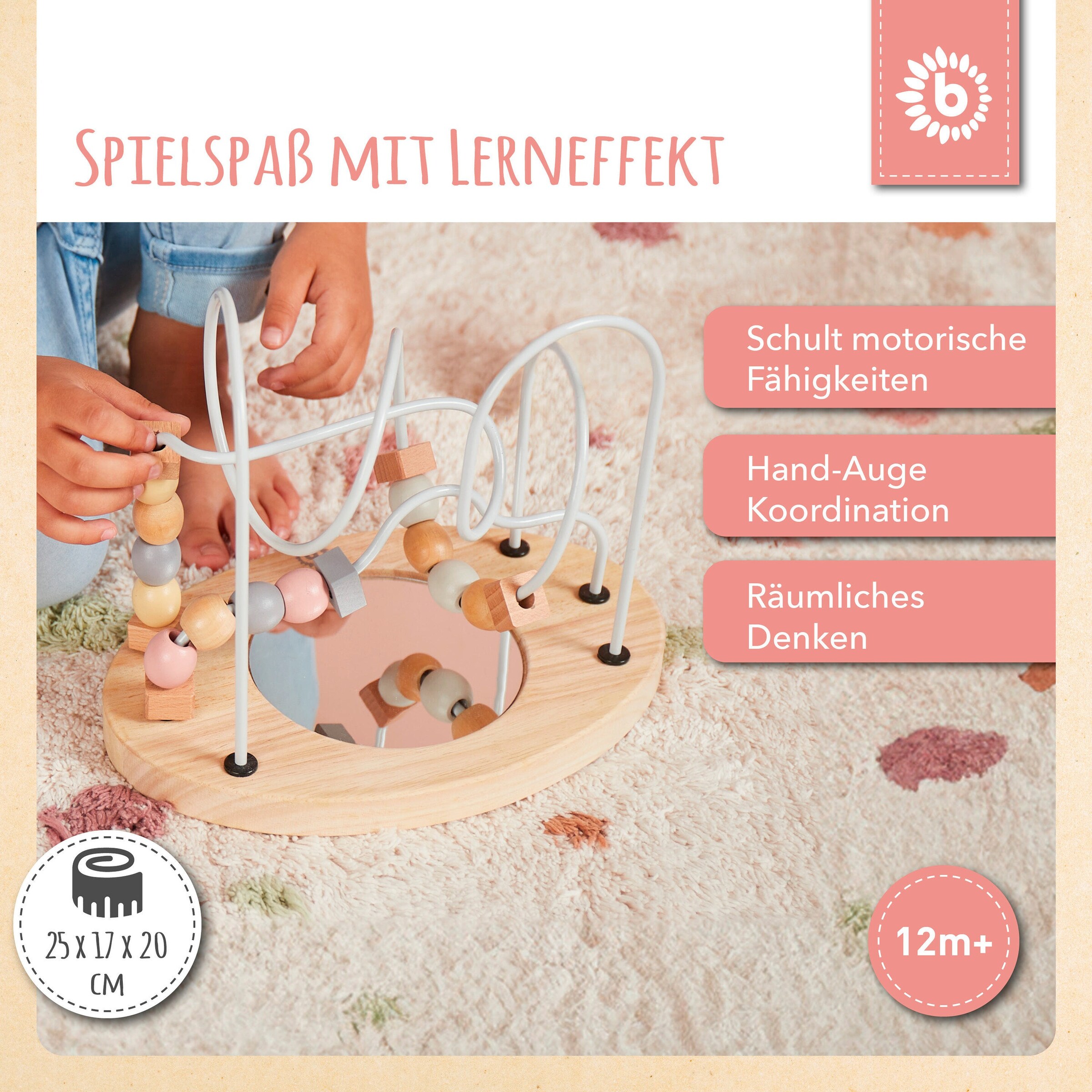 Bieco Motorikschleife mit Spiegel - ab 12 Monate Rosa