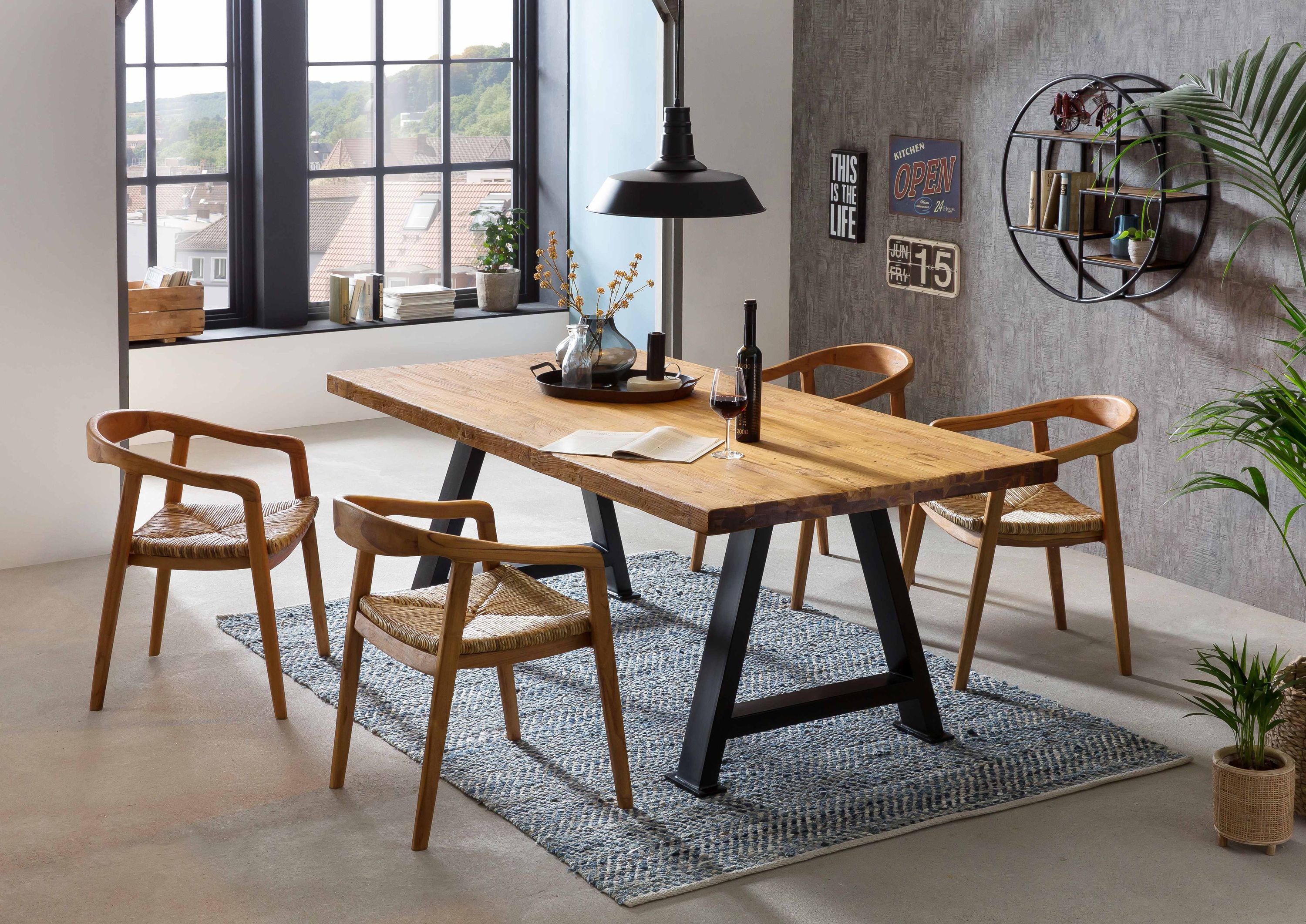 Tisch 200x100 Teak Holztisch Esstisch Küchentisch Wohnzimmertisch Speisetisch
