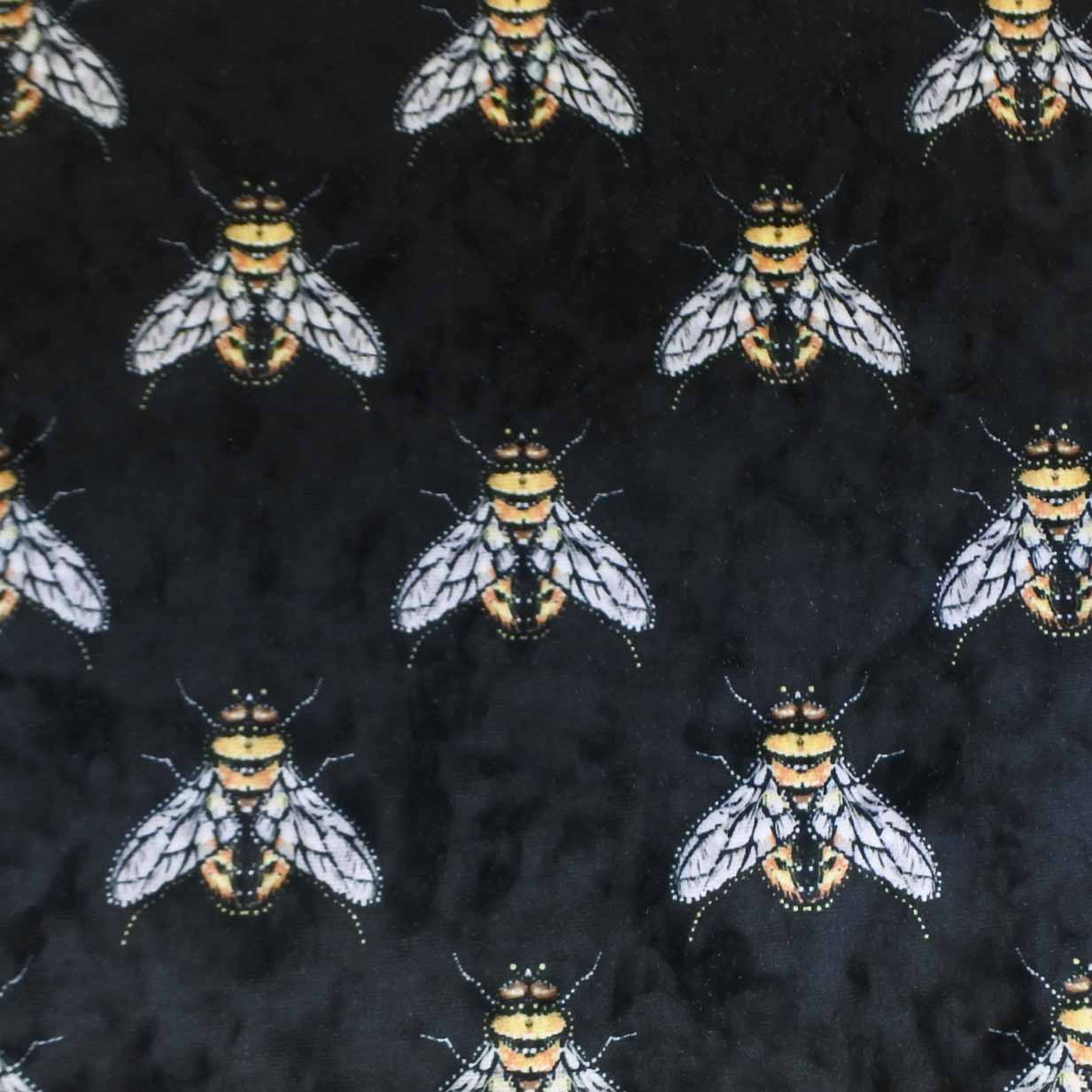 Kussen velvet hommel bijtjes 45 X 45 zwart