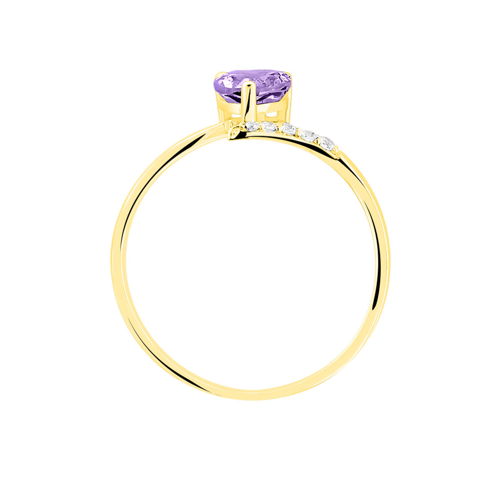 Bague Eva Or Jaune Amethyste Et Diamant