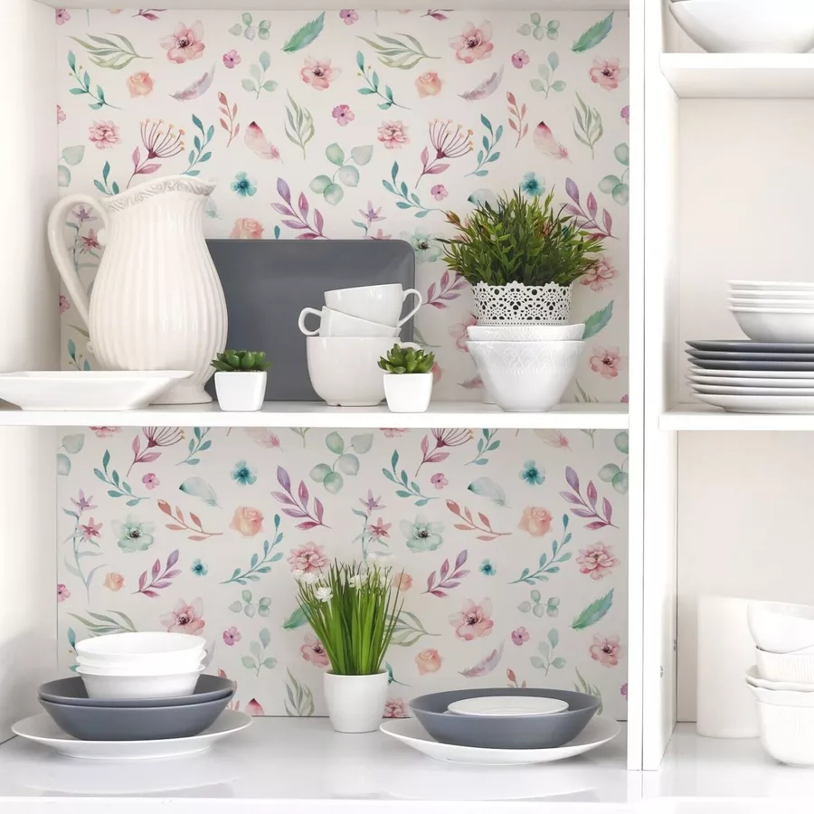 Nikima Klebefolie KF-11 selbstklebende Folie – Blumen pastell Klebefolie bunt