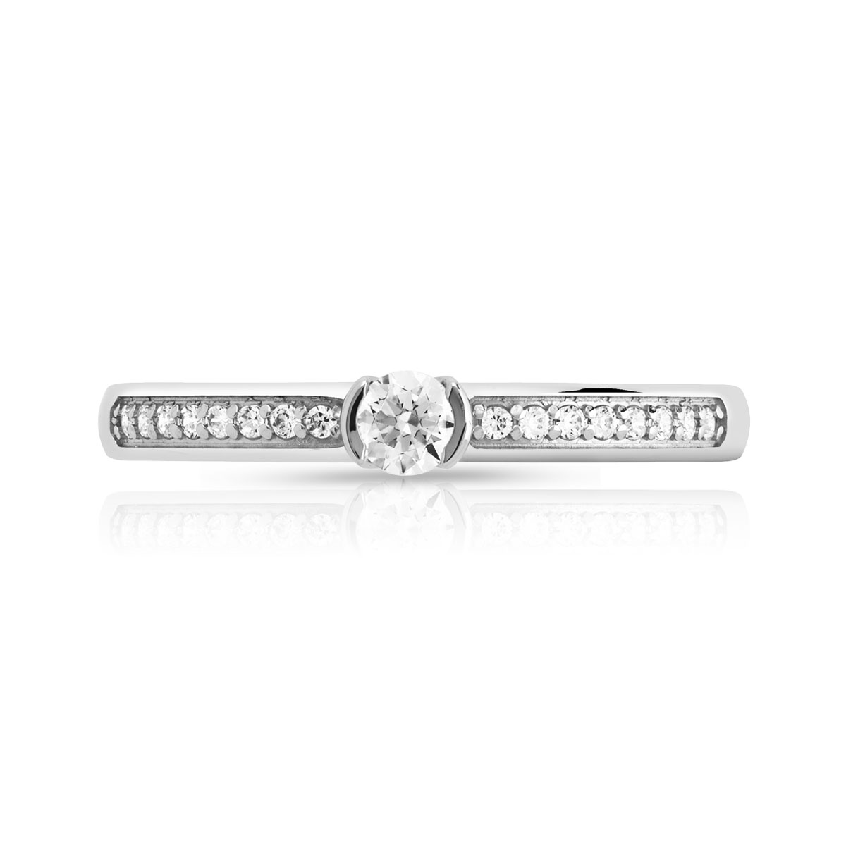 Bague solitaire or 750 blanc diamant 20/000e de carat