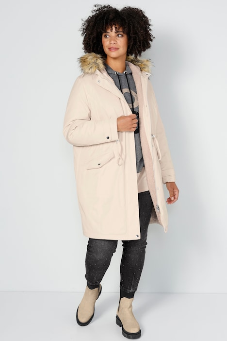 Parka, Straight Fit, Teddyfutter, Kapuze, 2-Wege-Zipper, Langarm