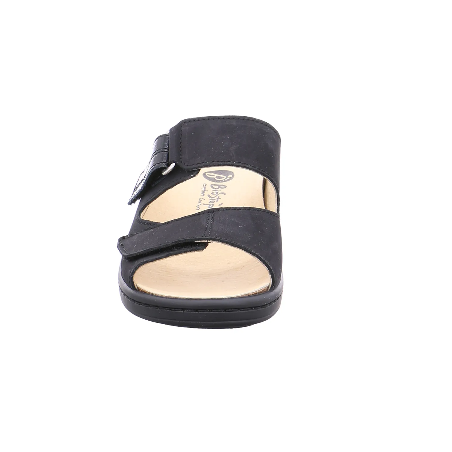 BIOSTEP Pantolette Schwarz Leder  mit Wechselfussbett