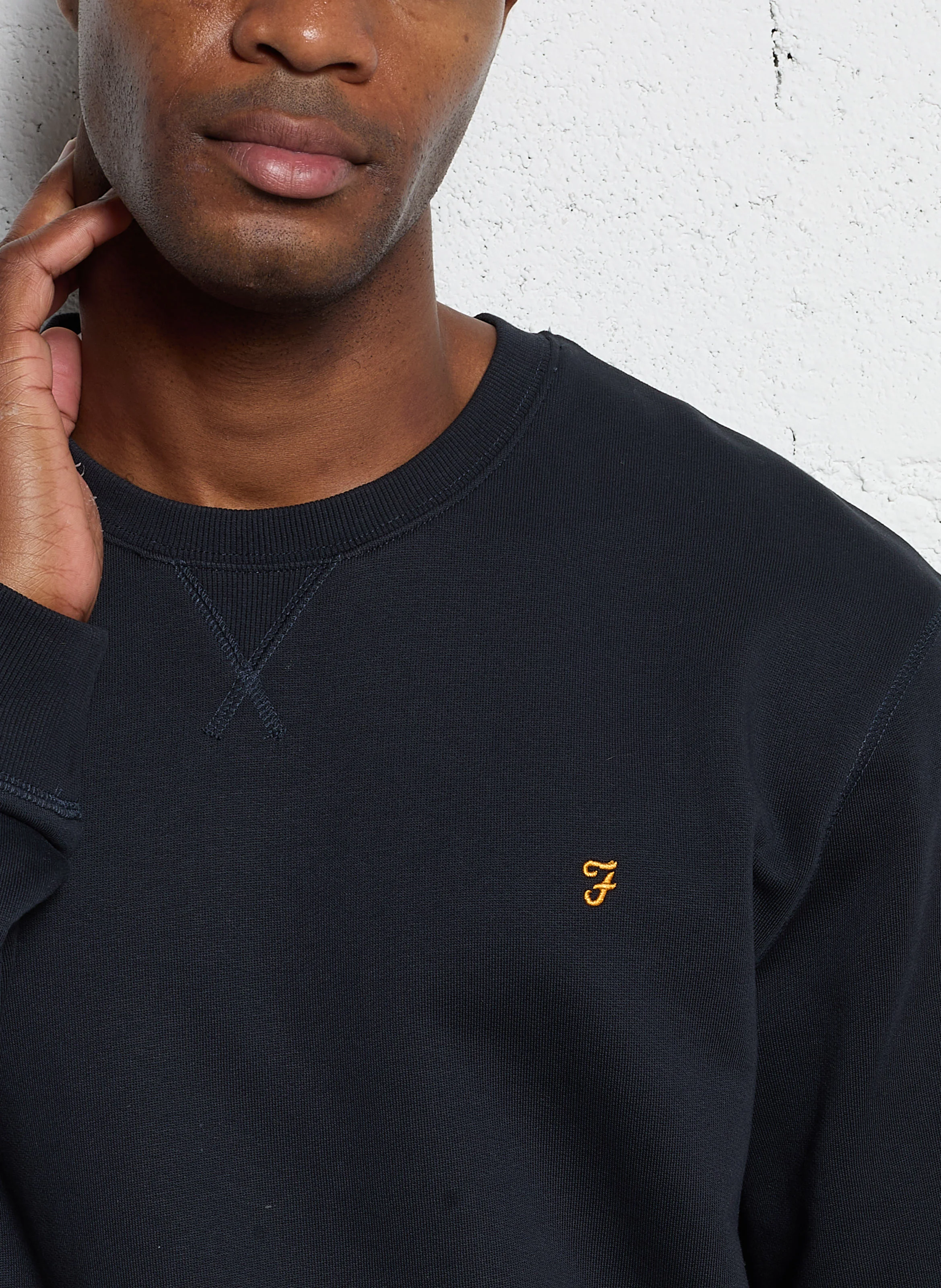 TIM - Sweat slim-fit col rond en coton bio | Bleu