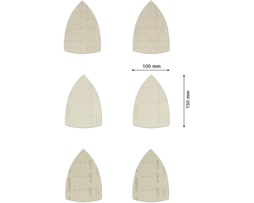Schuurblad voor Bosch multischuurmachine, 100x150 mm, korrel 80/120/180, ongeperforeerd, 10 stuks