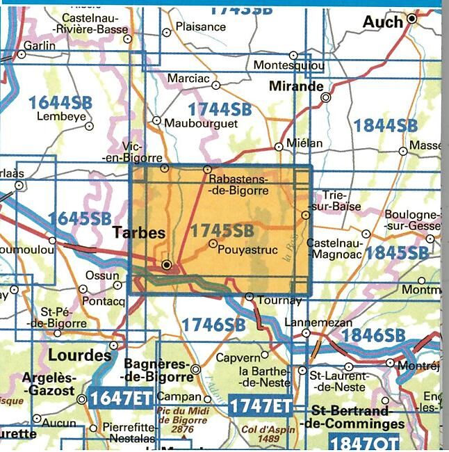 IGN - 1745 SB TARBES MONTASTRUC 1 25 000