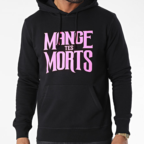 Sweat Capuche Mange Tes Morts Noir Rose Fluo
