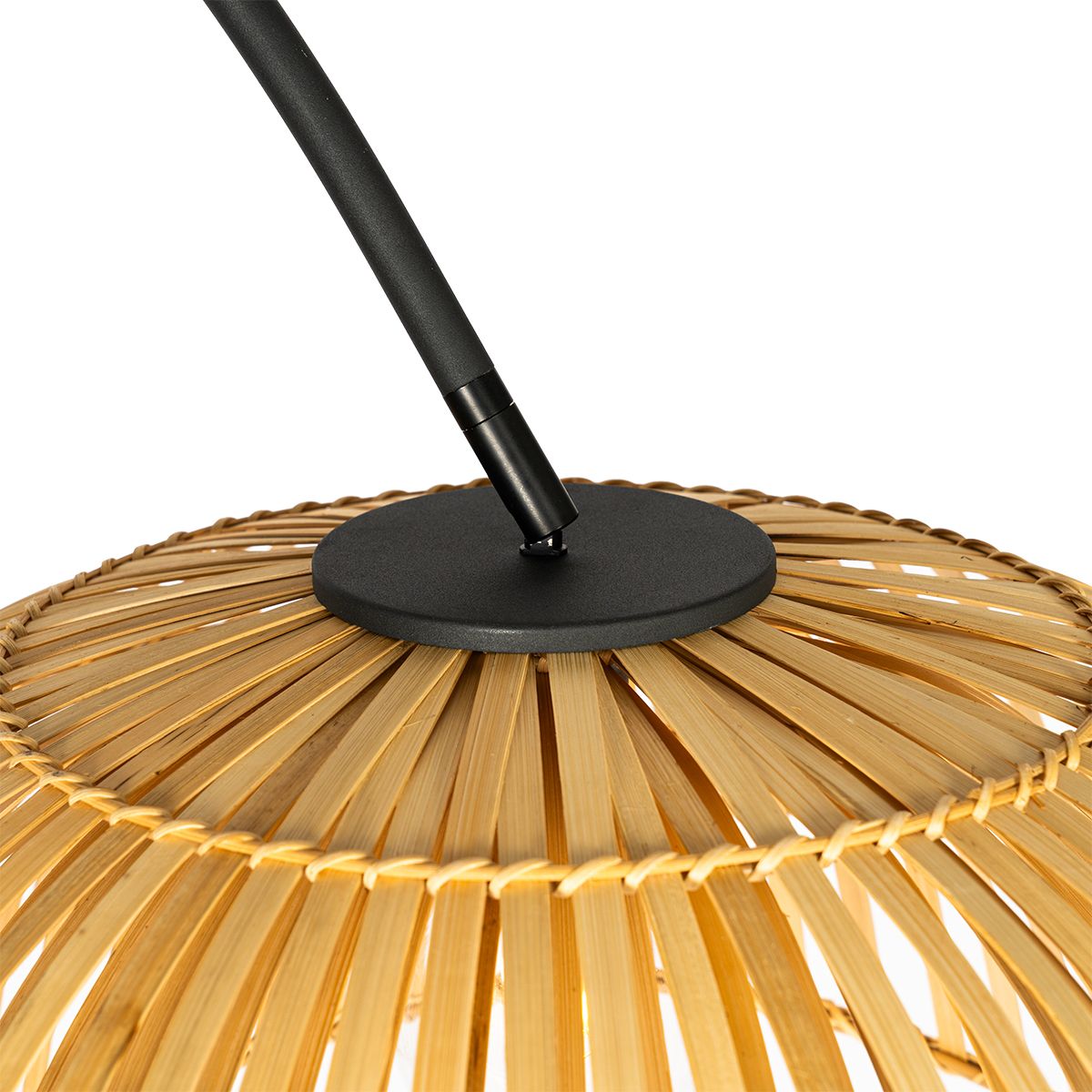 Oosterse booglamp zwart met naturel bamboe - Pua
