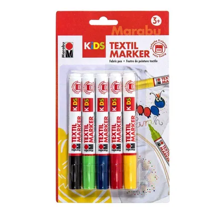 Marabu KIDS Textilmarker, 5er-Sortierung