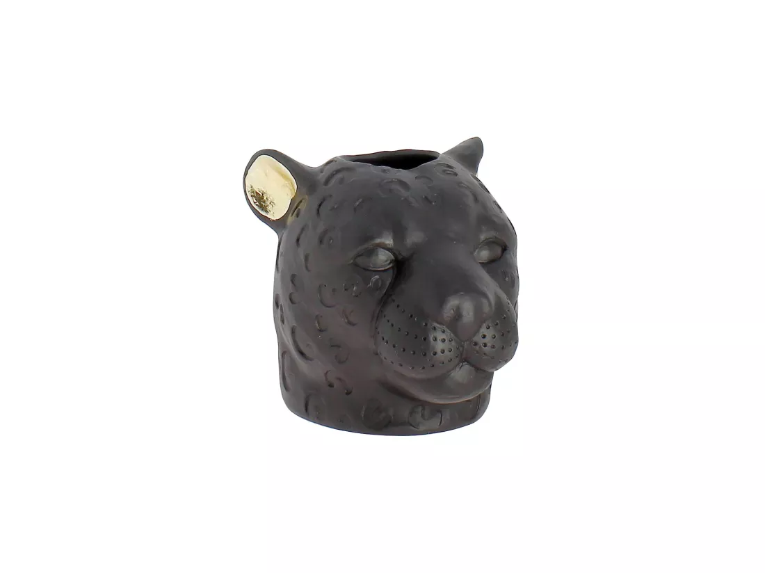 Now's Home - Vase Panthere Noir Et Or Majestueuse 15x19x15cm Panthere