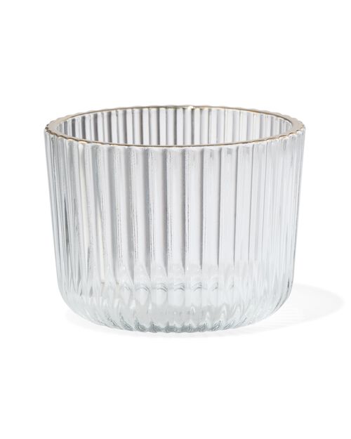 porte-bougie S verre nervuré transparent