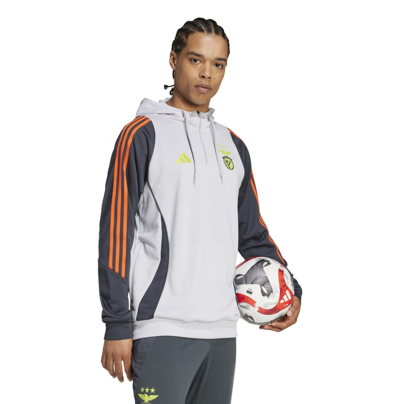 Adidas Benfica Track Hoodie 2024-2025 Lichtgrijs Grijs Felgeel