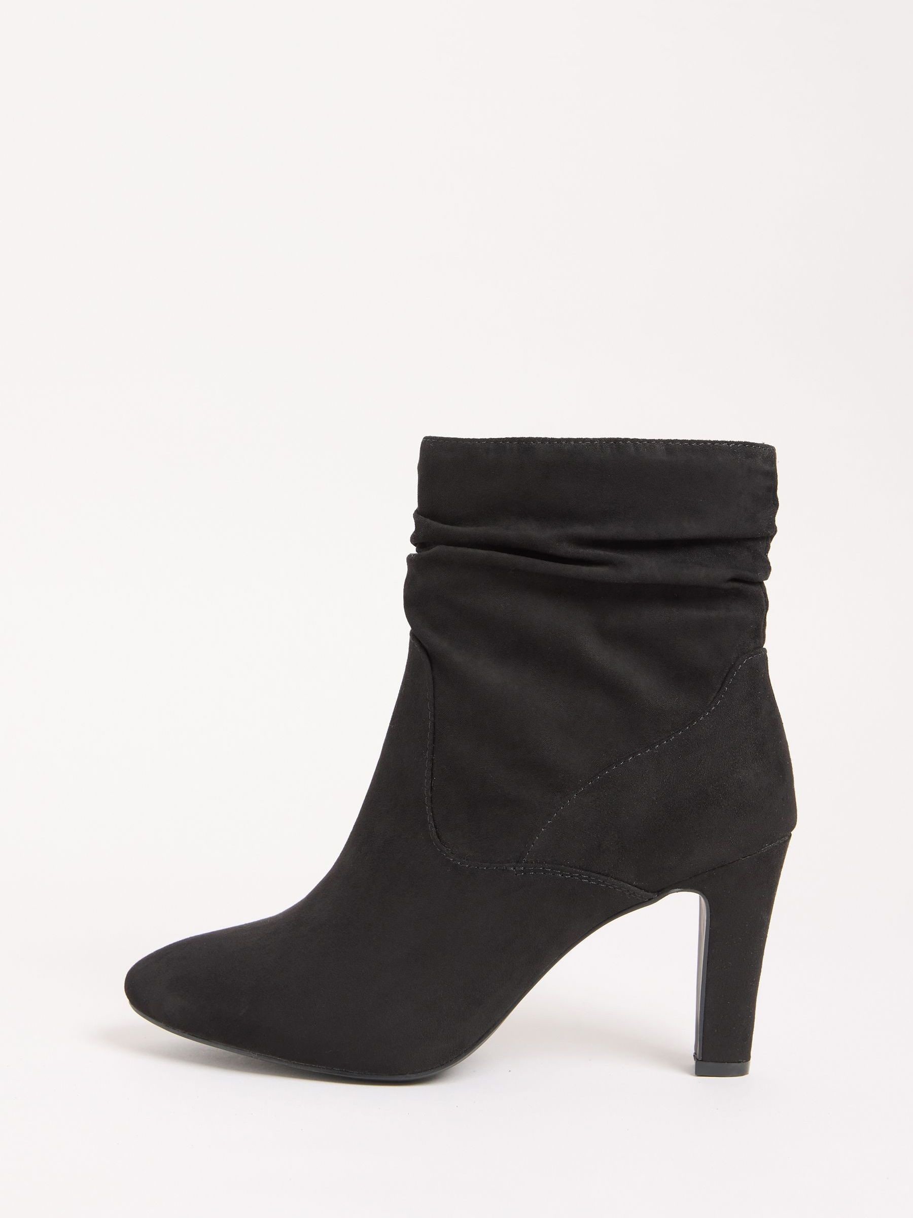 Friends Like These Mid Heel Ruched Faux Suede Ankle Boots