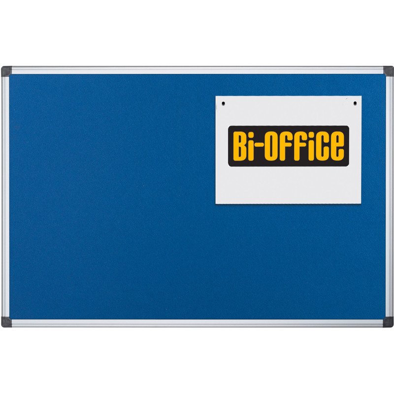 Tableau d'affichage en feutre Maya de Bi-Office, surface en feutre bleu, cadre en aluminium, 90 x 60 cm