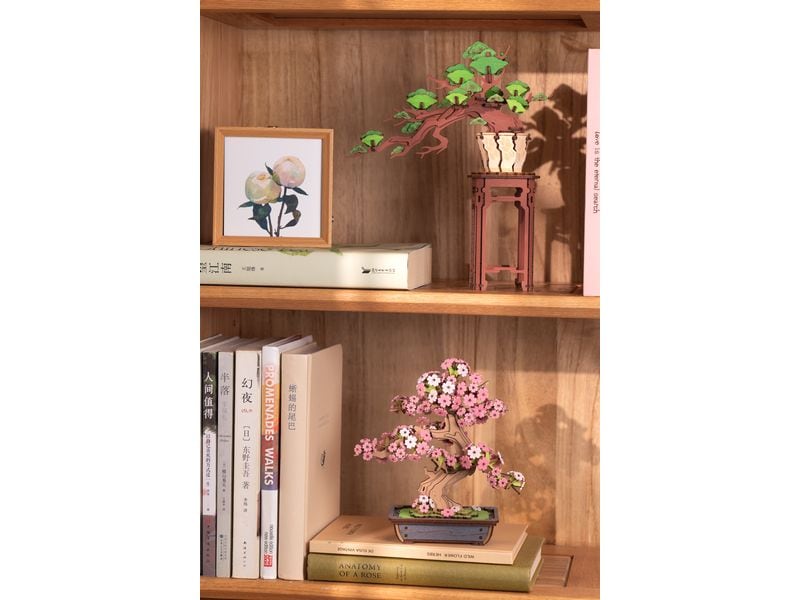 RoboTime Bausatz Sakura Bonsai 3D-Puzzle aus lasergeschnittenen Holzteilen