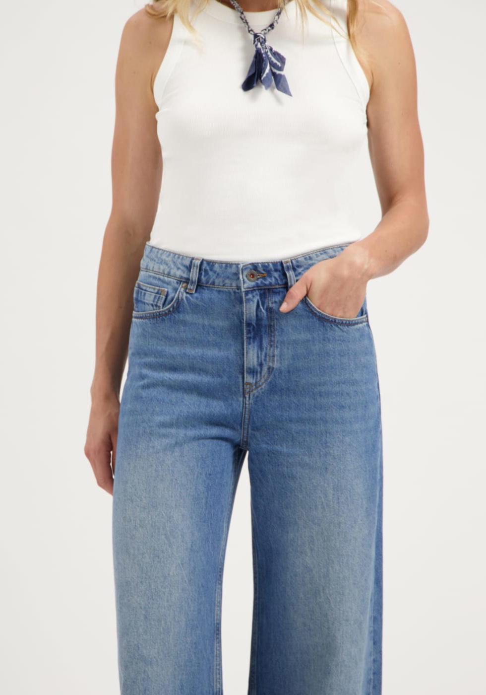 Kuyichi Damen-Jeans Francis Super Wide Rosebowl Blue