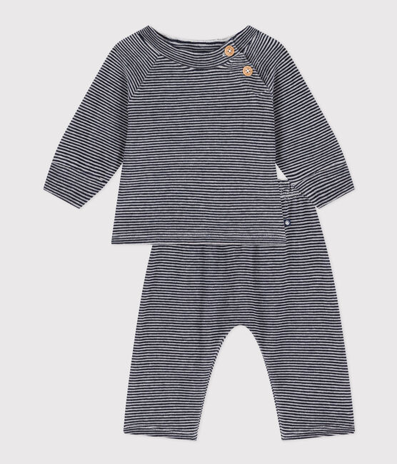 Ensemble rayé en velours bébé