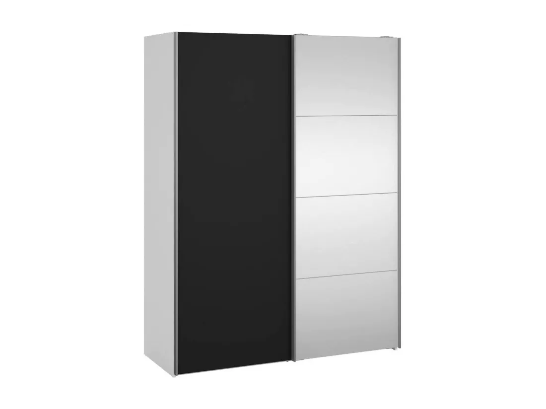 Garde-robe 2 portes Dspur, Meubles de chambre, Penderie de plain-pied, Placard à vêtements, 150x61 h200 cm, Blanc et Noir