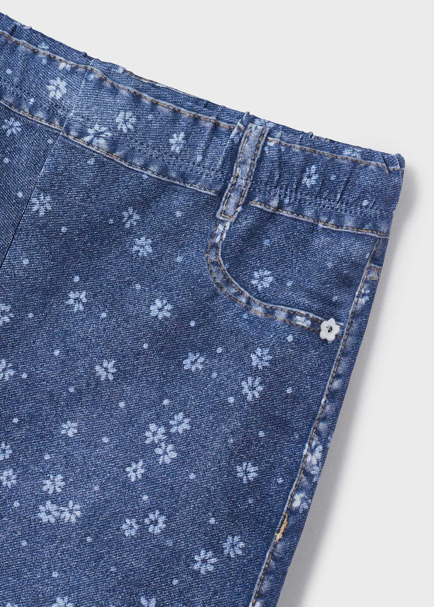 Calças legging compridas com efeito jeans para meninas, feitas de algodão sustentável.