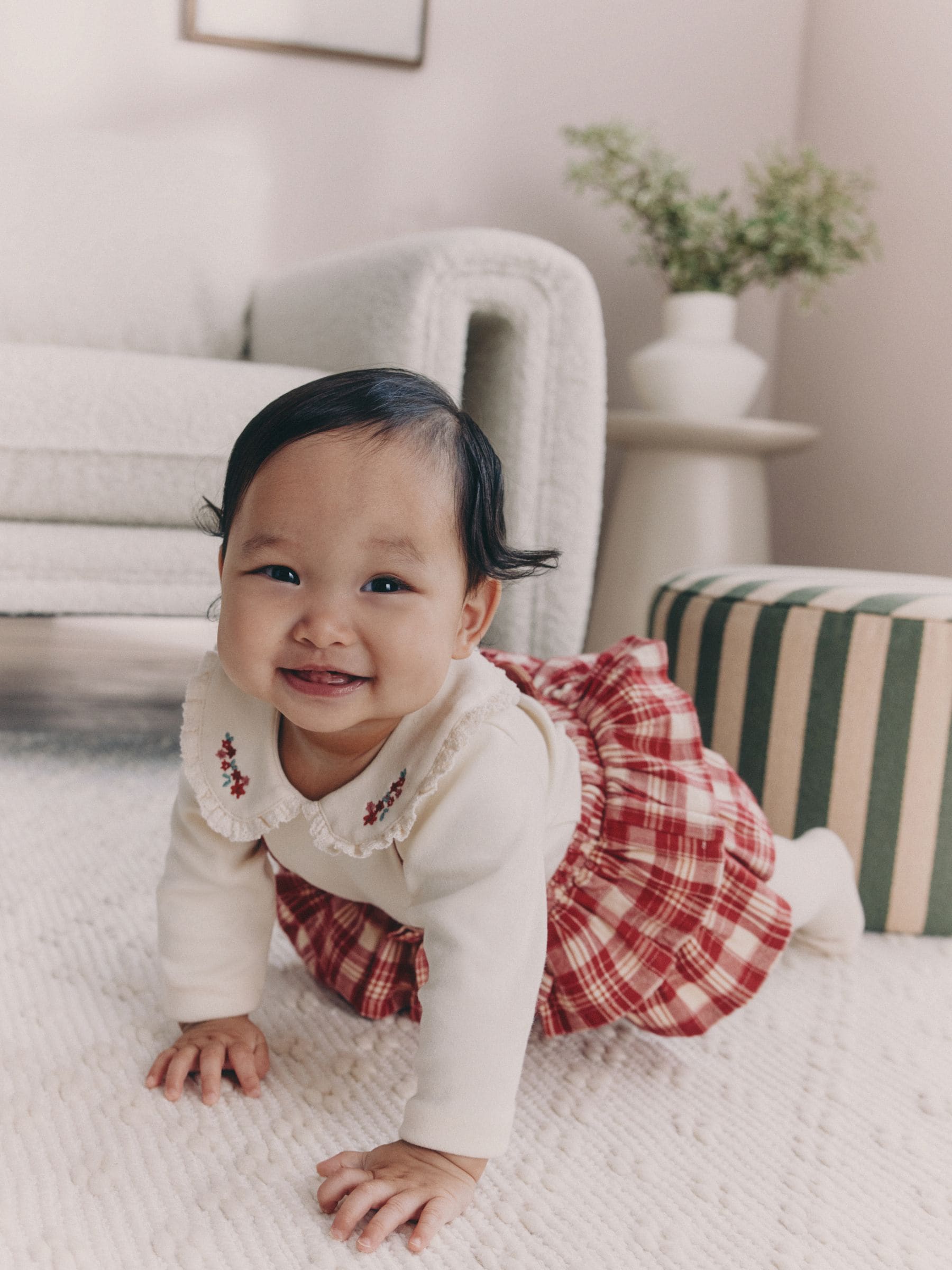 Rood geruit - 3 -delige Baby Set met Lange mouwen Bodysuit, bubbelrok en Panty''s (0mnd-2jr)