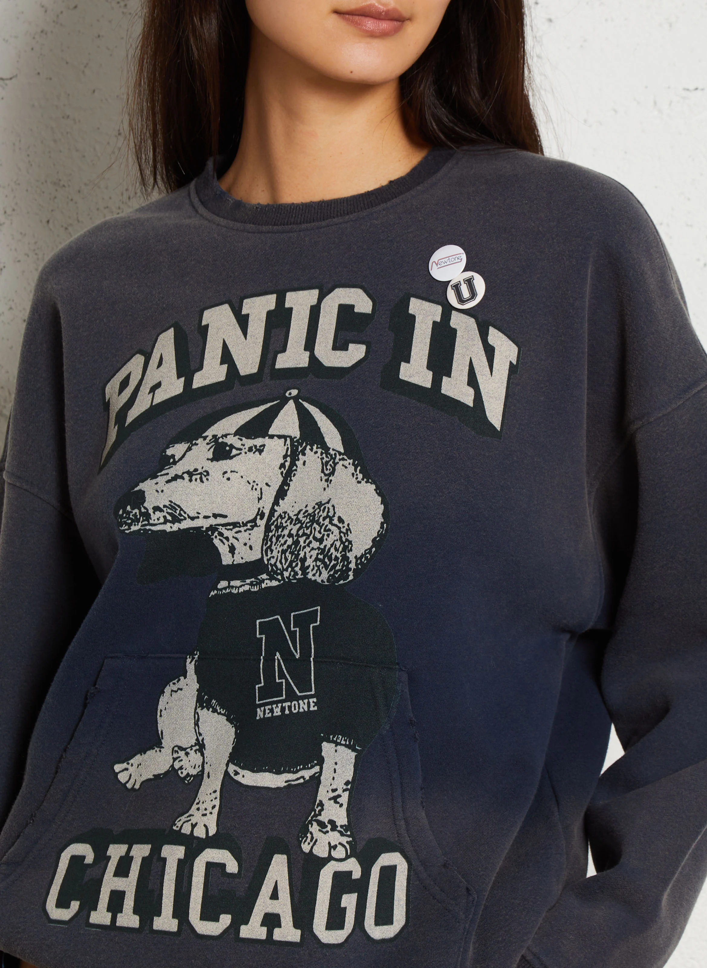 PIPER CHICAGO - Sweat imprimé en coton mélangé | Bleu