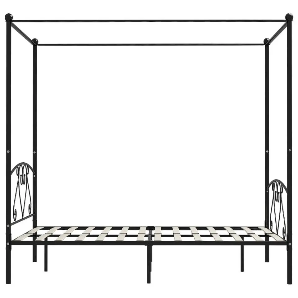 vidaXL - Hemelbed met hoofdbord - Zwart - Metaal - 160x200 cm