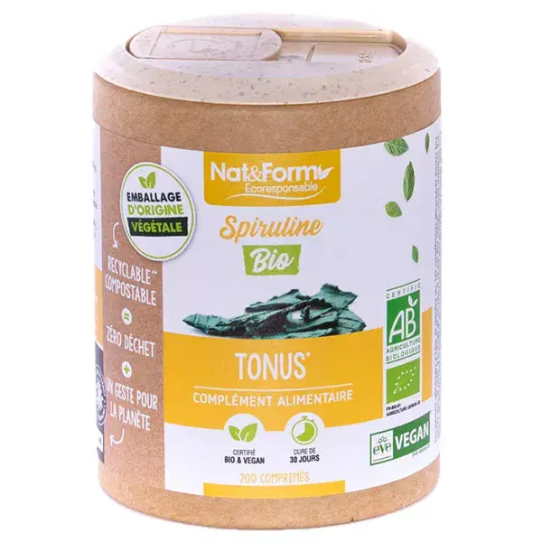 Nat & Form Spirulina Orgânica Ecológica 200 Comprimidos