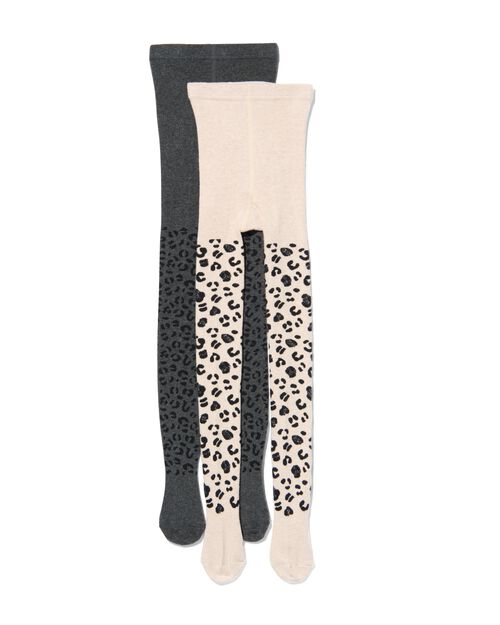 2 paires de collants épais enfant avec coton gris chiné