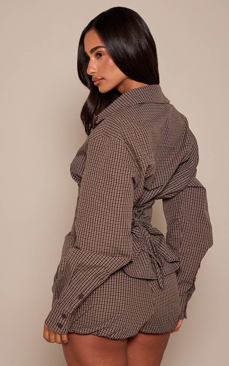 Chocolat Short Bouffant À Carreaux Petite
