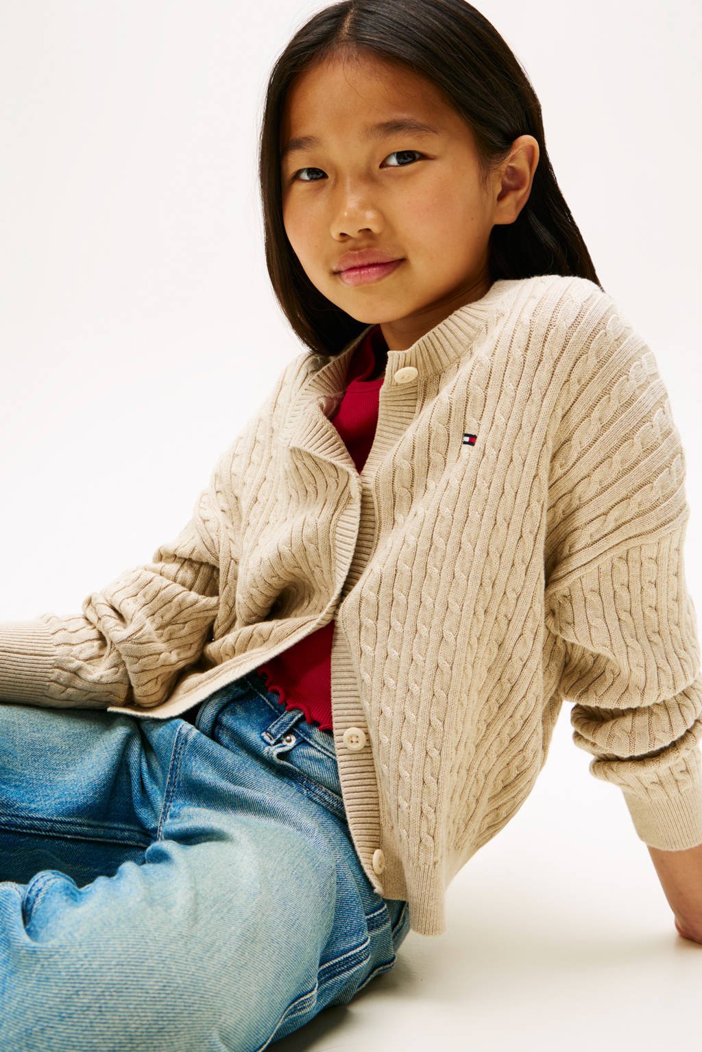 Tommy Hilfiger cardigan ecru met kabels