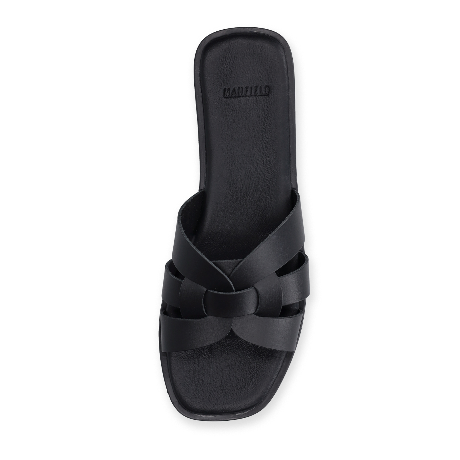 Zwarte leren slippers