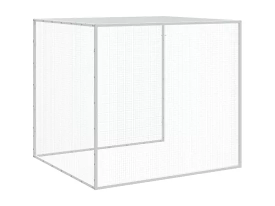 Poulailler avec toit gris clair 403x98x90 cm acier galvanisé